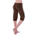 thumbnail image 3 of Women's Loose Fit Half Shorts Pants Leggings Gym Workout Bottoms Stretch Waist Button Pocket Casual Athletic Running Pilates Comfy Stretchy Quick-Drying | Aestivo,Brown XL, 3 of 9