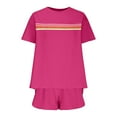 thumbnail image 3 of My Orders Gamivast Two Piece Sets for Women Striped Color Block Sweatsuit Oversized Short Sleeve Tops and Shorts Lounge Sets Summer Workout Outfits Pink XL Camisas Para Mujer, 3 of 5