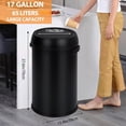 thumbnail image 5 of 17 Gal/65 L Swing Top Trash Can, Stainless Steel Rubbish Bin, Commercial Grade Waste Container, Round Garbage Can for Outdoor, Home Office, Restaurant, Black, 5 of 7