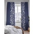 thumbnail image 3 of Sheer Curtains 84 Inches Long 2 Panels Set for Living Room, Japanese Semi Sheer Curtains for Windows, Navy Blue Country Flowers Leaves Aesthetic Voile Window Treatments Rod Pocket Curtain, 3 of 7