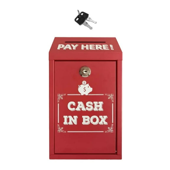 Metal Locking Cash Box With Key Secure Storage Container for Home Office Use