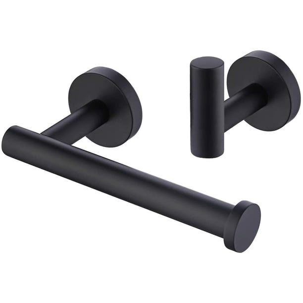 Black Towel and Toilet Roll Holder Set Bathroom Accessory Set 2 Pieces ...
