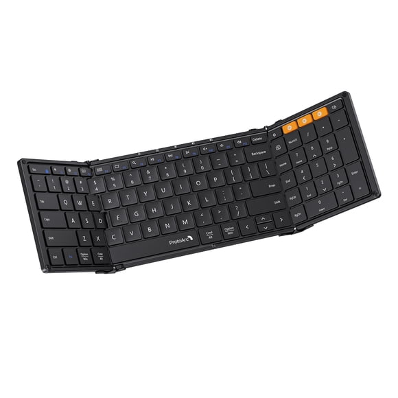 ProtoArc Foldable Bluetooth Keyboard, XK01 Full-Size Portable Wireless Keyboard for Travel, 105 Keys, 0.65" Keycaps, Multi-Device Sync for iPad Table
