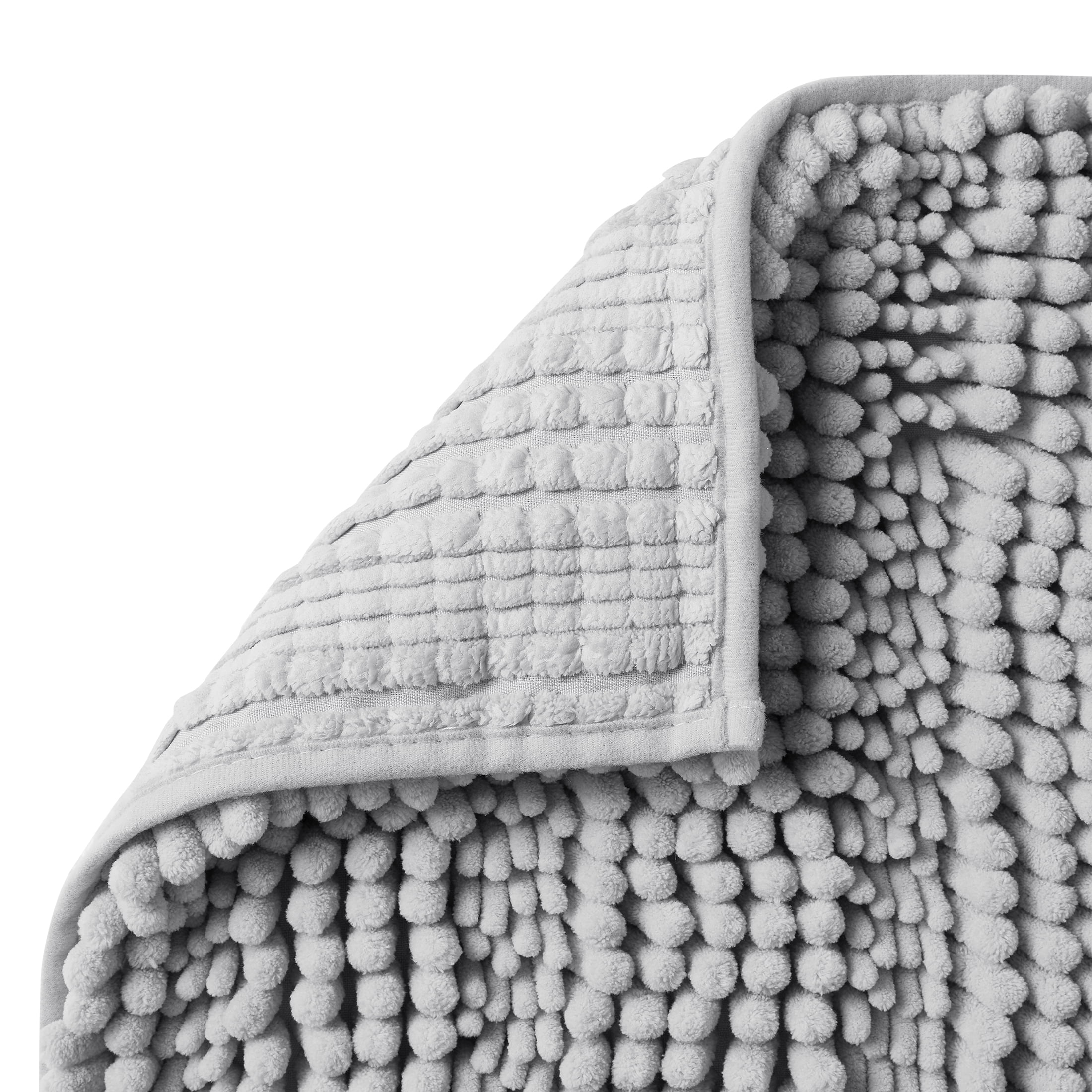 Mainstays Textured Chenille High-Low Noodle Bath Rug Set, Soft Silver, 2 Pieces