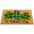 thumbnail image 3 of Northlight Natural Coir Plaid St. Patrick's Day Shamrocks Outdoor Doormat 18" x 30", 3 of 7