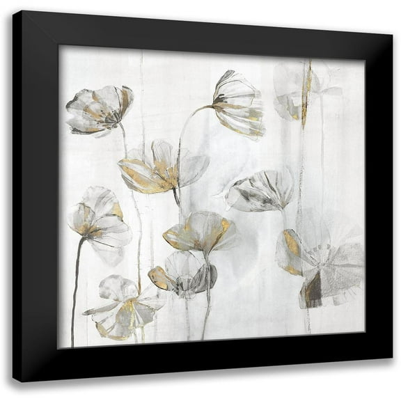 Woods, Maya 12x12 Black Modern Framed Museum Art Print Titled - Silver Poppies II