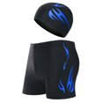 thumbnail image 1 of Traje de baño para hombre, ligero, de secado rápido, suelto, traje de baño de entrenamiento para hombre con gorro de baño para hombre, playa, llama azul, 2XL, 1 of 1