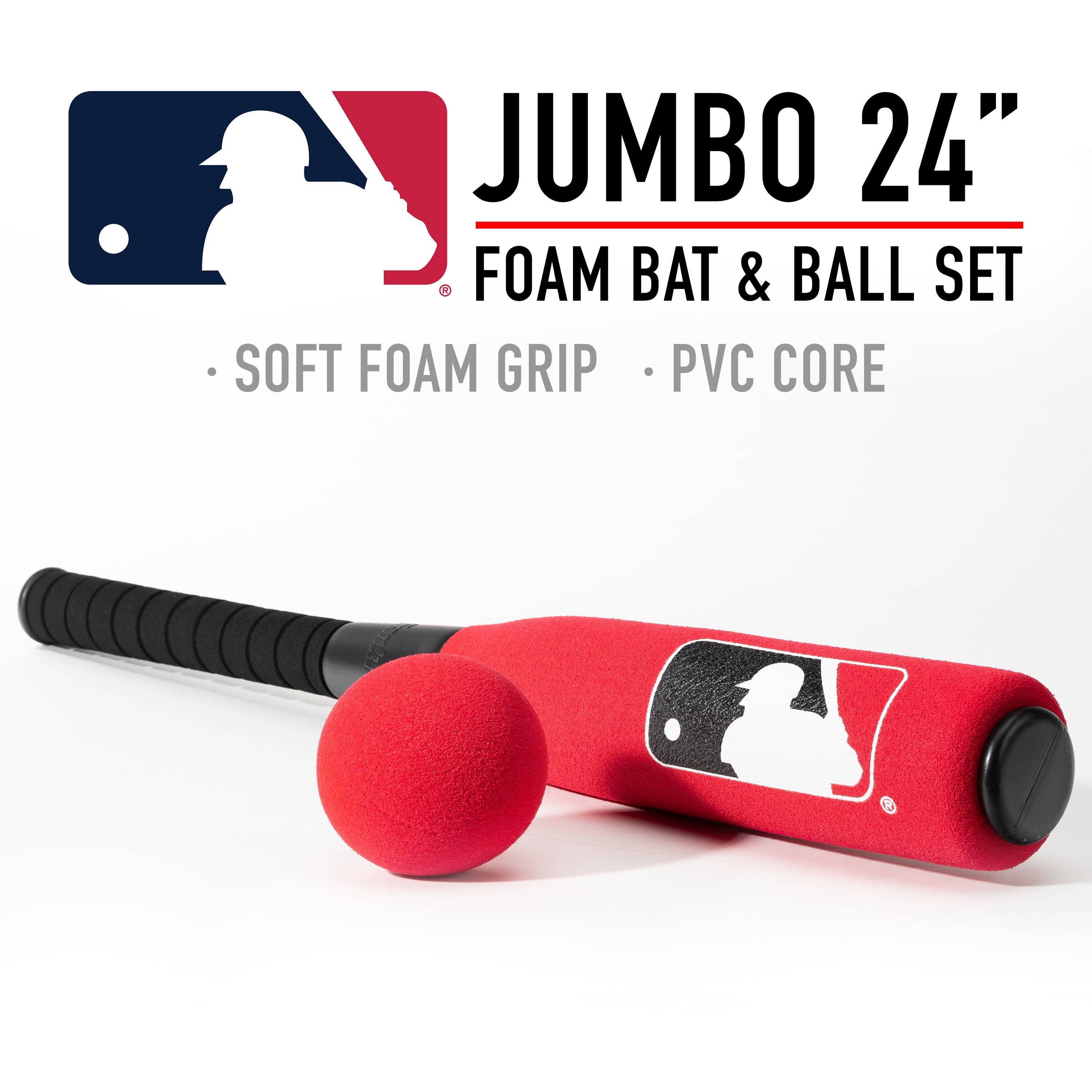 Franklin Sports MLB Kids Foam Baseball Bat + Ball Set - Jumbo Bat + Foam Ball - Assorted Colors - 24"