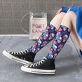 thumbnail image 6 of Picia Women Crew Soft Moisture-wicking Socks Skull flower blue Pattern Design Cotton Socks, One Size fit All, 6 of 9