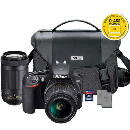 Nikon D3500 24.2MP Full HD 1080p Digital SLR Camera with 18-55mm and 70-300mm Lens + Extra Battery and Memory