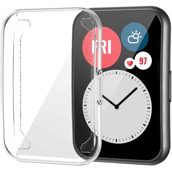 ALMNVO Étui Plaquée pour Huawei Watch Fit Case Accessoires Smartwatch Pare-Chocs TPU Protecteur d'Écran Tout Autour Huawei Watch Fit Watchcase -Transparent