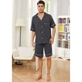 thumbnail image 3 of Vulcanodon Mens Pajama Set, Bamboo Viscose Button-up PJS for Men?Dark Grey, Small?, 3 of 5
