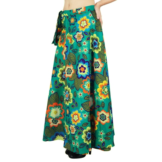 Jupe à une Couche Longue Jupe Portefeuille Coton Phagun Robe Enveloppements Floraux