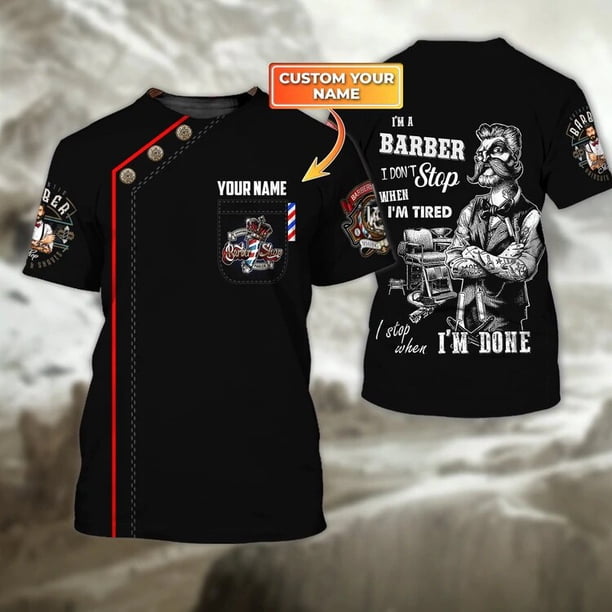 Camiseta de moda con nombre personalizado para hombre, camisa deportiva informal con estampado 3D de peluquero, de manga corta, de verano, gran oferta, Unisex, DW28Adult size 6XL Gao Jinjia LED