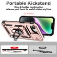 thumbnail image 3 of Dteck Case with Tempered Glass Screen Protector for iPhone 16e ,Shockproof TPU+PC with Slide Camera Cover Built-in 360° Rotate Ring Kickstand Magnetic Shockproof Back Cover,Rosegold, 3 of 9