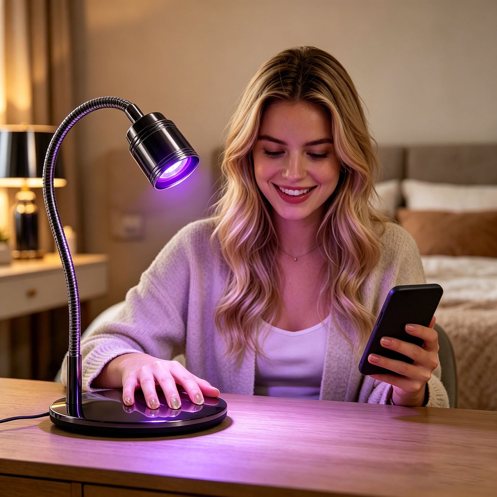 Hands-Free UV LED Nail Lamp, Flexible Gooseneck Gel Curing Light, Nail Art Tools, Gel Polish Dryer, for Nail Extensions, 8 Inch USB Powered(Silver)