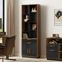 ModernMate 73" Tall Wooden Bookcase with 2 Drawers, Modern Bookshelf with Doors, 8 Open Storage Cubes, Storage Organizer Freestanding Rack for Living Room Home Office Study Room