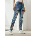 thumbnail image 4 of FARYSAYS Jeans for Womens Ripped Floral Patchwork Jeans Destroyed Slim Fit Denim Pants Size S-2XL, 4 of 10