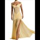 thumbnail image 2 of Vestido de Dama de con Escote en V, Plisado, de , 2025, con Hombros Descubiertos, Fluido, Formal, de Noche, para Invitada de Boda con Abertura Amarillo L, 2 of 8