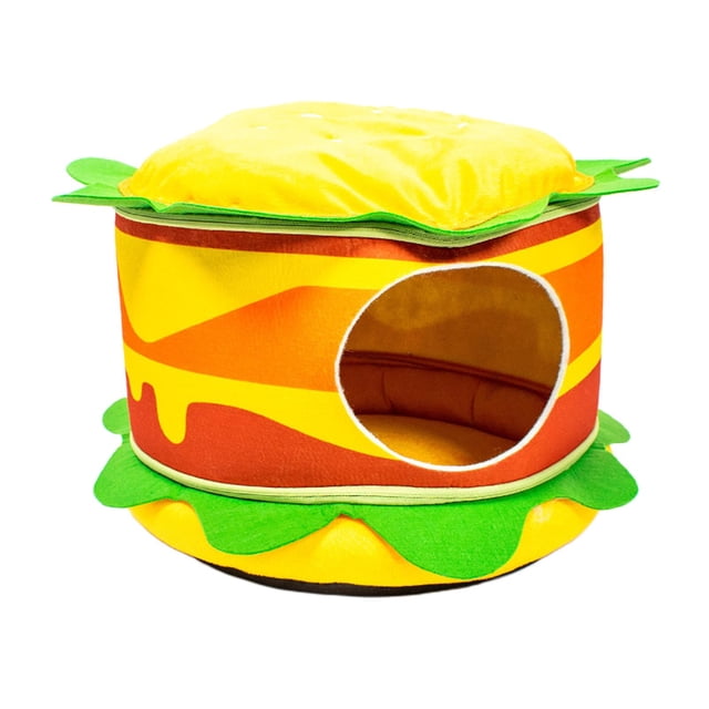Cojín para Dormir de Felpa Sunnimix Acogedor para Gatos Tipo Cueva Hamburguesa 45x28cm