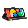 thumbnail image 3 of Case for Google Pixel 5A Leather Magnetic Handbag Zipper Pocket Cover Wrist Strap, 3 of 5