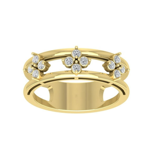 ARAIYA FINE JEWELRY 10K Yellow Gold Lab-Grown Diamond Anniversary Ring (1/3 cttw Round-shape Lab-Grown Diamonds (D-F Color, VS Clarity) Size 10
