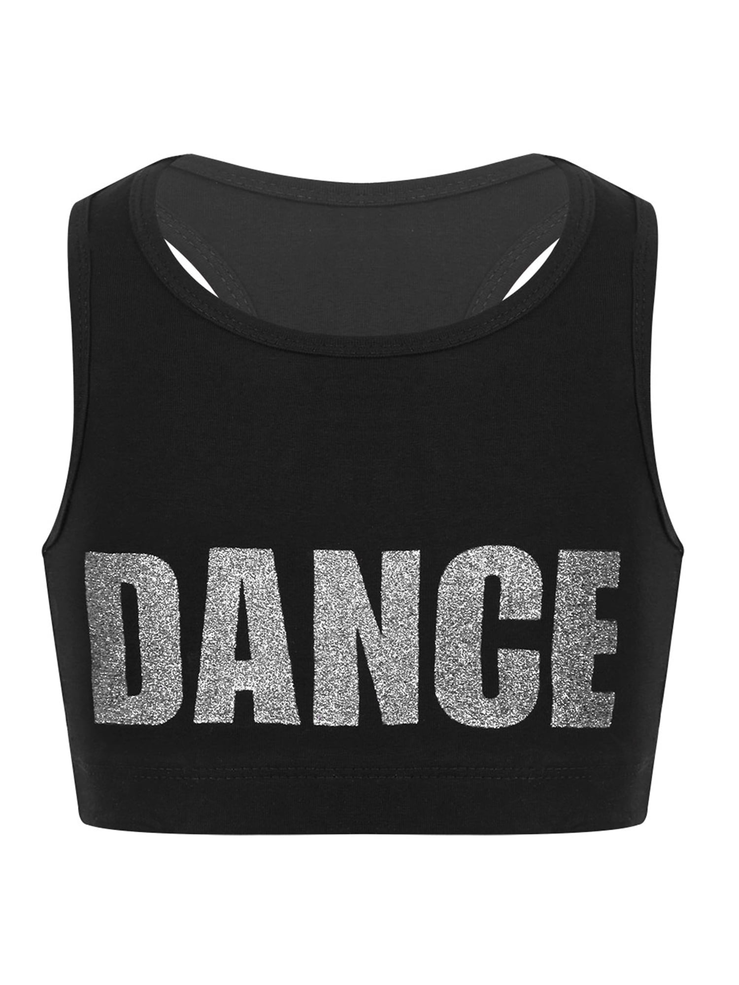 Girls Dance Bra Crop Top Kids Gymnastics Workout Sports Vest Tank Tops Dancewear 