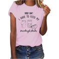 thumbnail image 2 of Tittly T Shirts for Women Graphic Tees Women's Fashion Casual Cheese Bread Print Round Neck Short Sleeve T Shirt Tshirts Shirts Womens Tops Pink S, 2 of 4