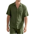 thumbnail image 2 of Blusa y camisa de manga corta con cuello vuelto para hombre, de verano, de color liso, de manga corta, con solapa y botones, estilo cárdigan, con bolsillo, blusa de moda, camisa de poliéster para homb, 2 of 8