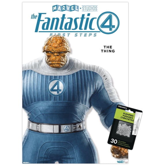Marvel Fantastic Four: First Steps (2025) - The Thing Feature Series Wall Poster with Push Pins, 14.725" x 22.375"