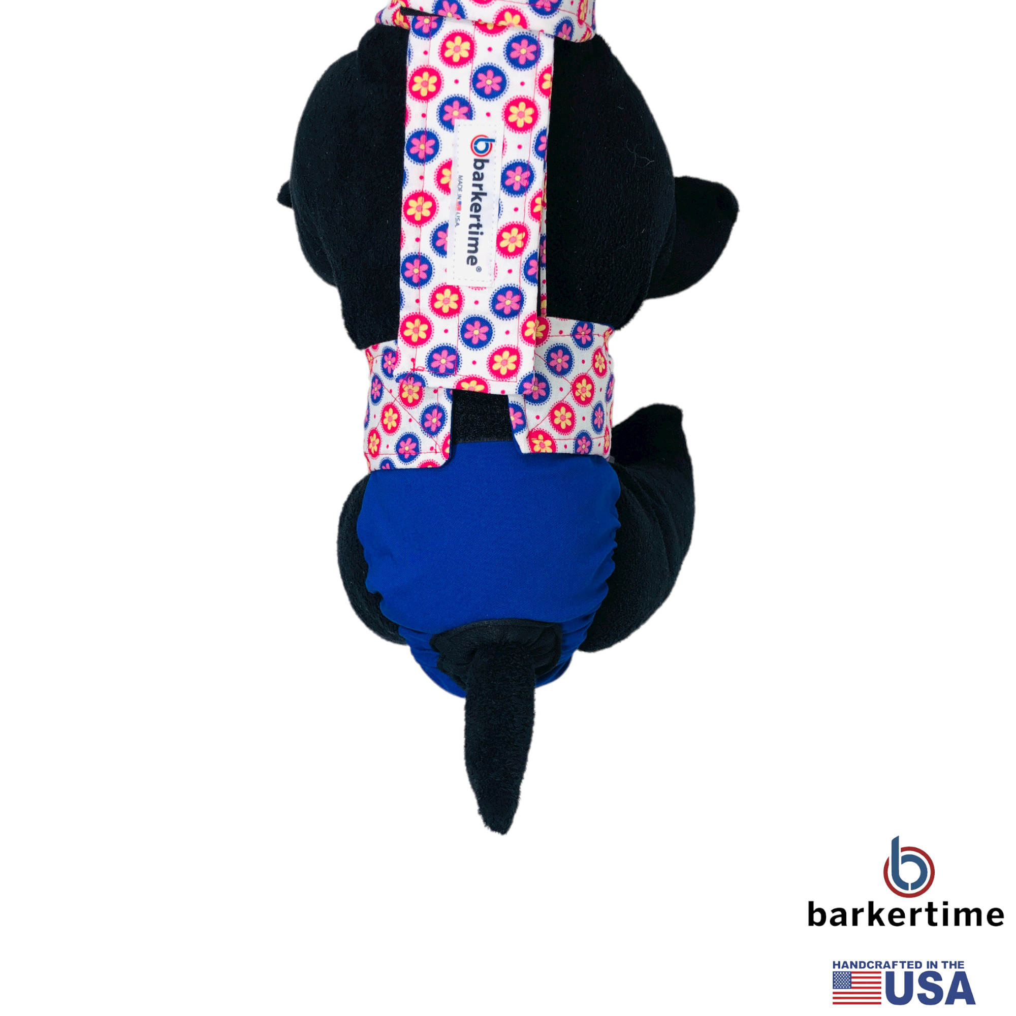Barkertime Cherry Blossom on Blue Dog Diaper Overall
