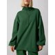 thumbnail image 4 of Sudadera holgada con solapa y media cremallera para mujer, jersey informal con cremallera 1/4, cuello alto, hombros caídos, básica, suave, 4 of 5