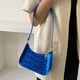 thumbnail image 4 of Bolso de hombro con patrón de piedra para mujer, Bolso de mano cuadrado de PU, Bolso brillante para axilas (rojo rosa), 4 of 7