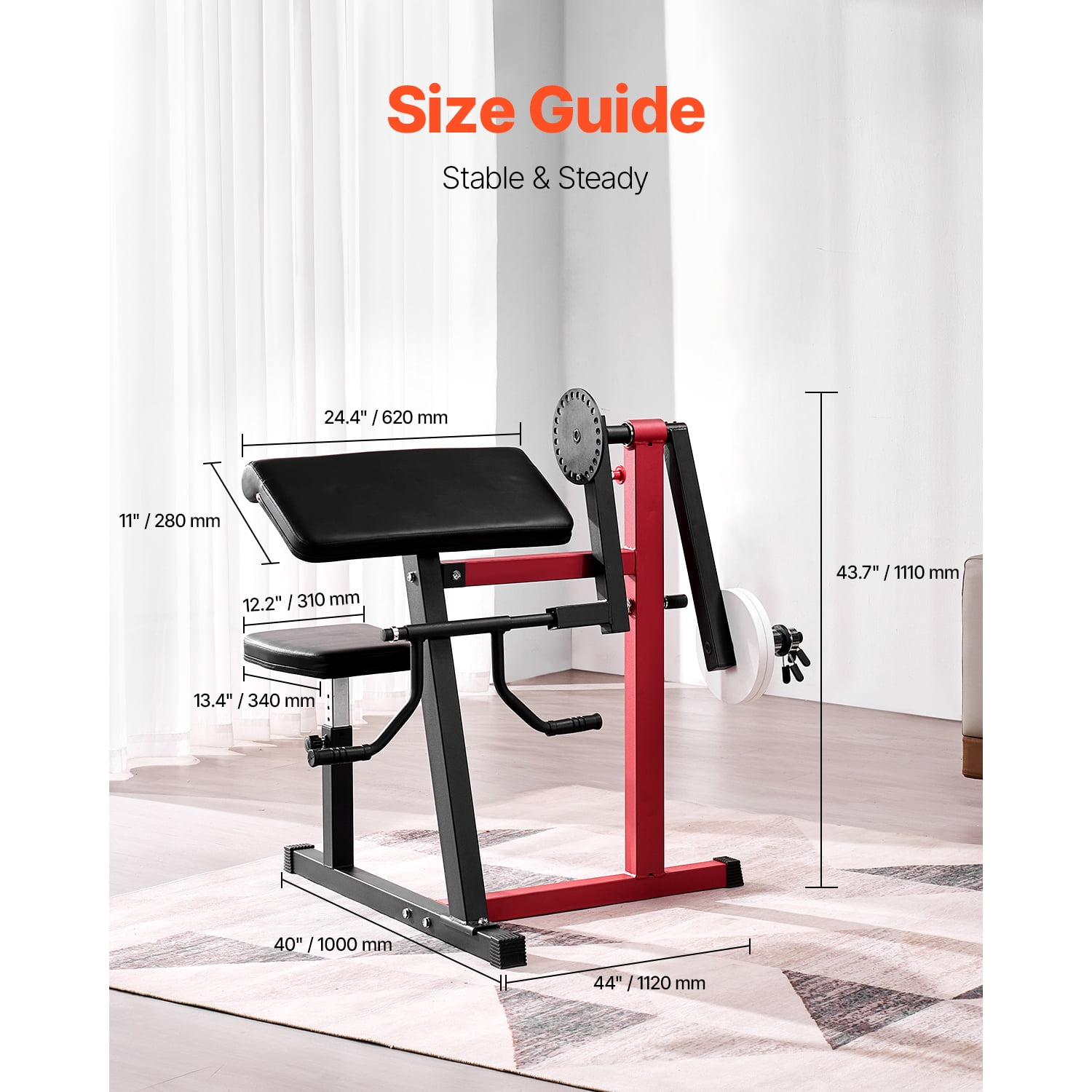 KFFKFF 2-In-1 Arm Curl Machine, Combining Bicep Curl and Tricep Extension, Isolated Arm Seated Station, Adjustable Height Weight Bench for Strength Training, Home Gym Exercise Apparatus