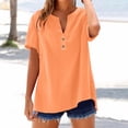 thumbnail image 2 of Womens Tops Fashion Casual V Neck Down Short Sleeve Top T Shirt Cotton & Linen Soft Loose Com fortable With Embroidery for Dating & Vacation Package Size: 20X10X2Cm 5Xl Shirts for Women, 2 of 8