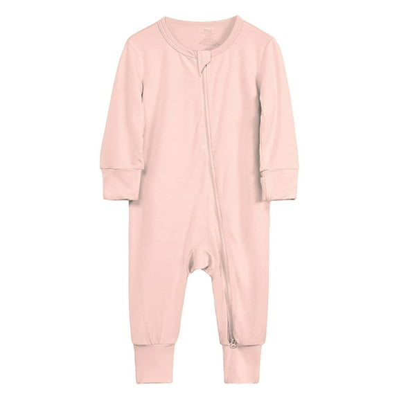 Byoo Toddler Boys Outfit Set Solid Color Long Sleeve Zip Up Footless Rompers Loungewear for Baby Soft Comfort Jumpsuit Homewear