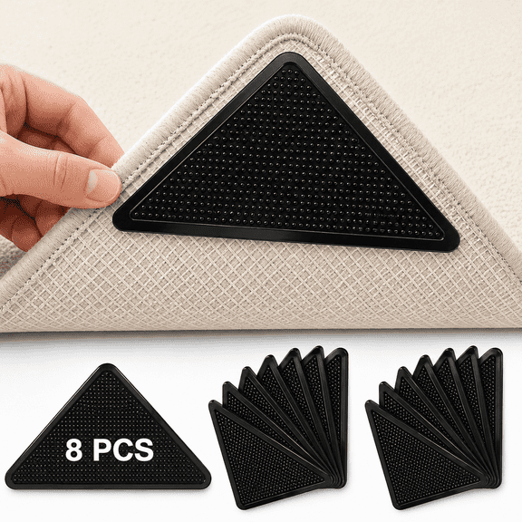 Kawihcie PU Rug Pads, Non-Slip, Reusable Washable, 8 Count