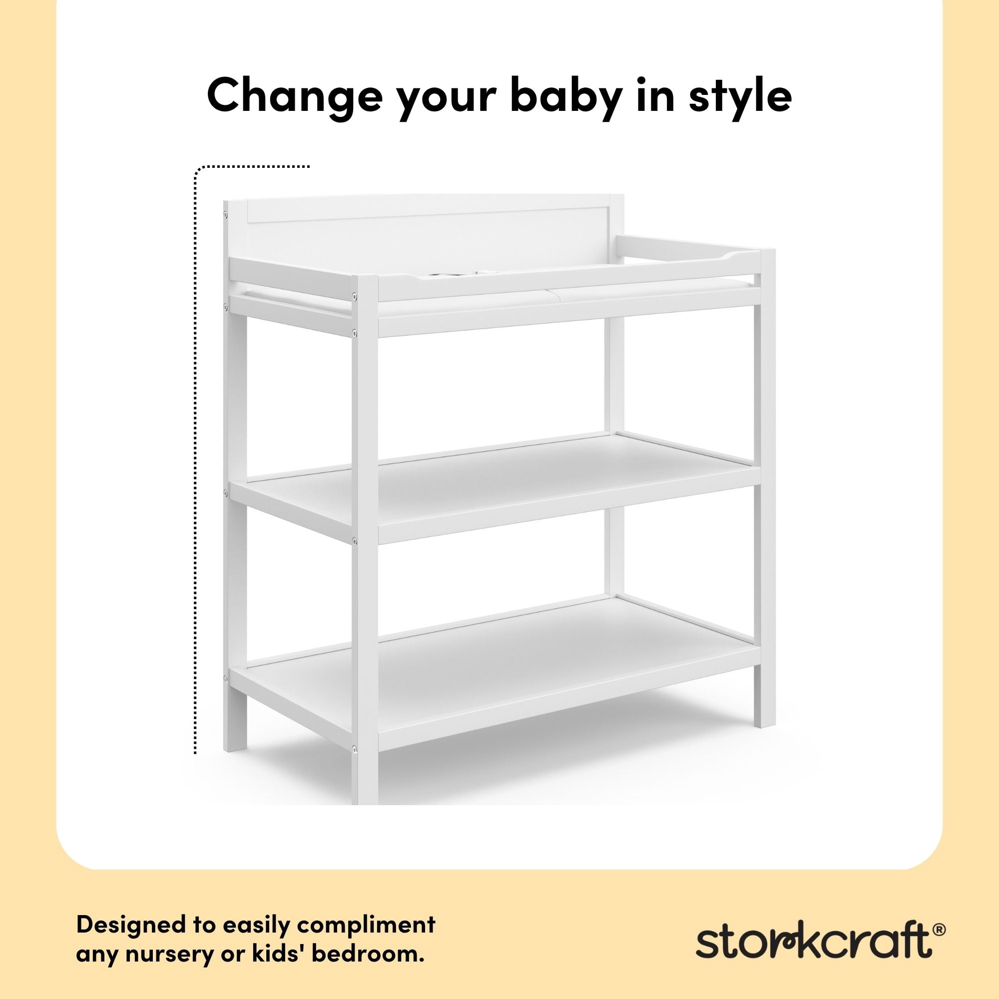 Storkcraft Alpine Infant Changing Table with Changing Pad, White