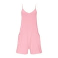 thumbnail image 3 of CheerKidz Womens Solid Color Suspender Jumpsuit Shorts Adjustable Straps Bodysuit Romper Elastic Waist Casual Summer Outfit(Pink,4XL), 3 of 8