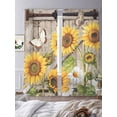 thumbnail image 3 of Farmhouse Sunflowers Sheer Curtains 96 Inch Length 2 Panels Set Window Treatments, Rustic Barn Doors Flowers Butterfly Wooden Rod Pocket Semi Curtains for Living Room/Bedroom/Kitchen, 104"W x 96"L, 3 of 7
