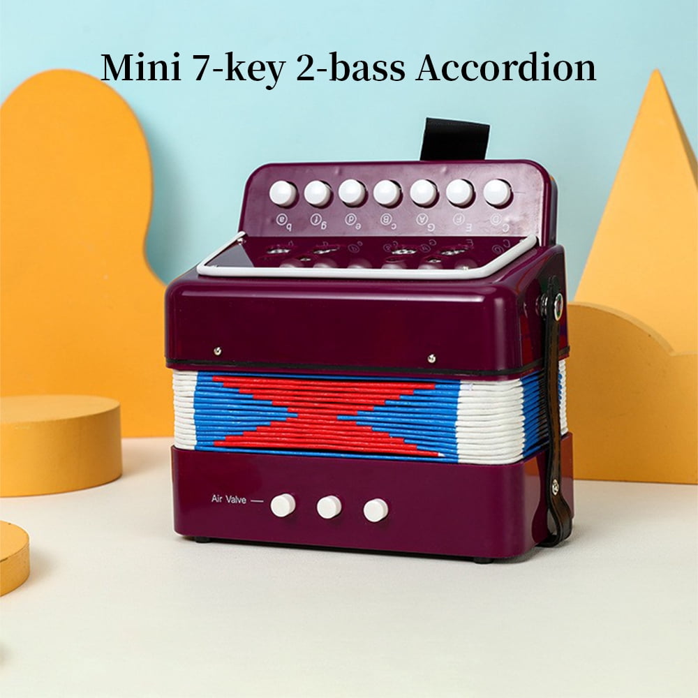 accordion instrument Mini 7 key 2 bass Accordion Lightweight Portable Musical Instrument for Beginners Christmas ABS Material Hand eye Coordination Stage Performance