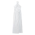 thumbnail image 5 of Gyujnb Maternity Photoshoot Dress Halter Neck Cutout High Slit Bodycon Maxi Pregnancy Party Gown,M, 5 of 5