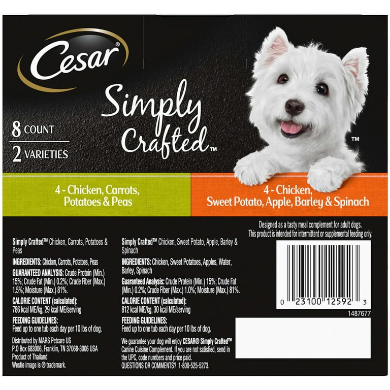 Cesar Simply Crafted Wet Dog Food Variety Pack 1.3 oz Tubs 8