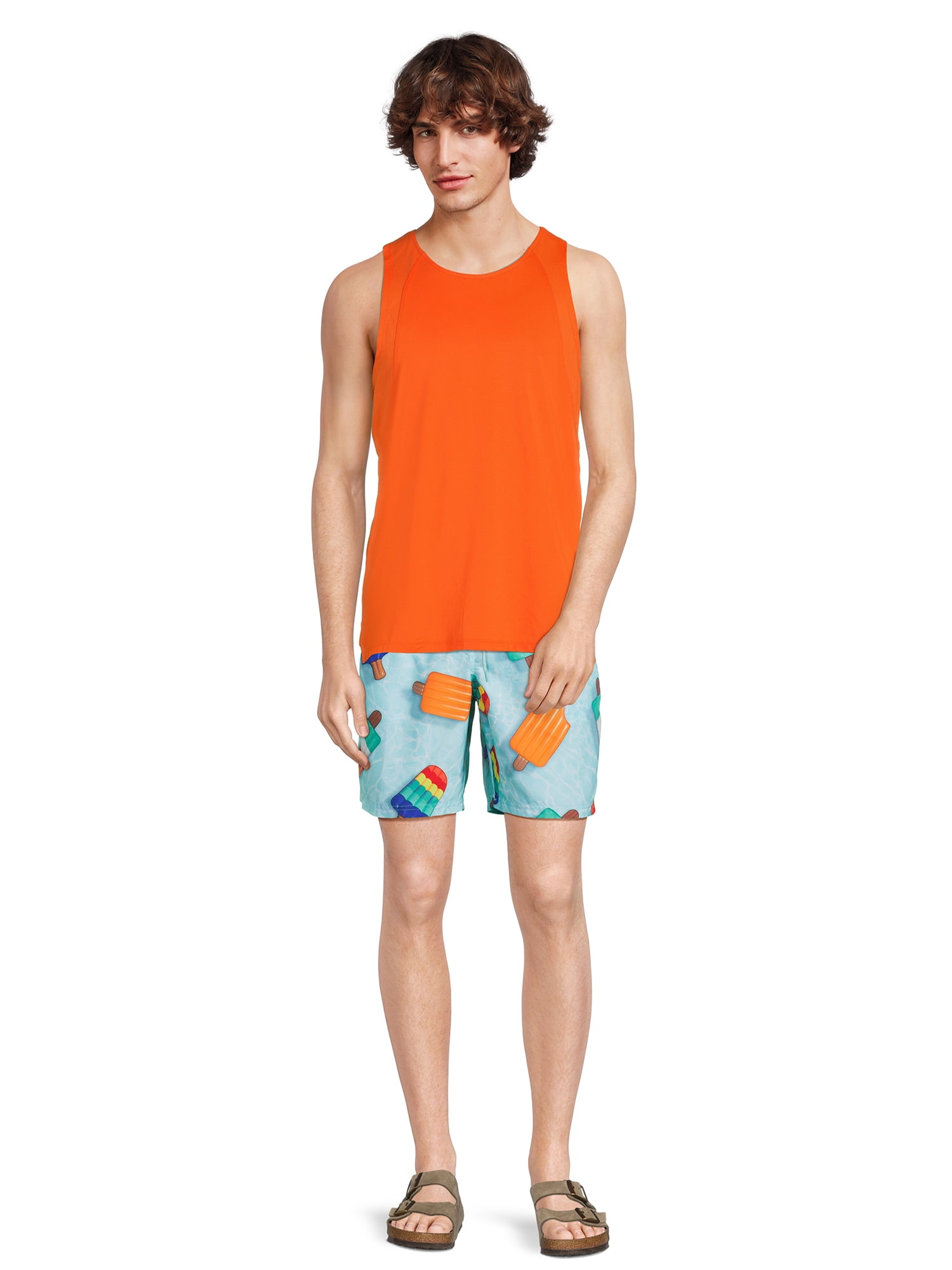 No Boundaries Men's & Big Men's Elastic Waist Swim Trunks, 7" Inseam, Sizes S-5XL