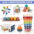 thumbnail image 3 of Somnr 6-in-1 Montessori Baby Toys for 1 Year Old - Wooden Stacking Blocks, Shape Sorter & Xylophone with Teething Rings, Learning Toys for Babies 6-12 Months (Toddler Gift Set), 3 of 6