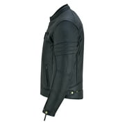 Mens Motorbike Leather Jacket Distress Zip Up Motorcycle Protection Jackets Natural Black-42