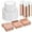 Rose Gold, variant on 600pc Gold Trim Plastic Dinnerware Set for Party: 100 Dinner Plates, 100 Dessert Plates, 300 Cutlery