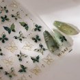 thumbnail image 4 of Pegatinas para uñas mariposa Bloazife 5D en relieve, borde verde y dorado, 4 of 7