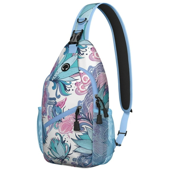 Bright Botanical Garden Sling Bag, Lightweight Floral Crossbody Backpack for Women, Retro Hiking Pack with Colorful Spring Summer Bloom