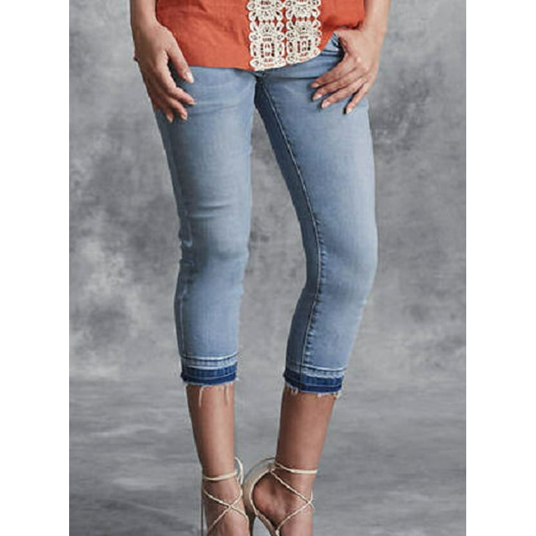 K. Jordan Women's Raw Hem Skinny Capri in Light Wash Denim - 30W -  Walmart.com